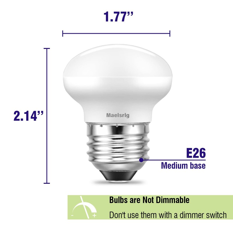 Maelsrlg R14 LED Bulb 4W(40W Equivalent) Mini Reflector Flood Light