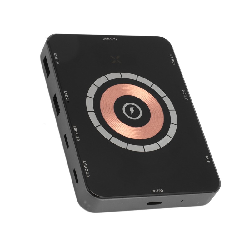 USB C Hub Magnetic Wireless Charging Storage Card Slot Aluminium