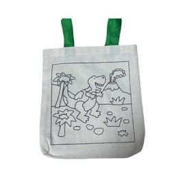 Kids Design Your Own Tote Bag, Canvas Material, Reusable, with Markers (Green Dinosaur)