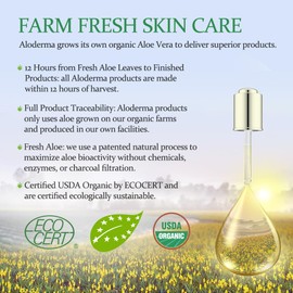 Aloderma 99% Organic Aloe Vera Gel Made within 12 Hours of Harvest, Refreshing Travel Size Aloe Vera Gel for Face & Body, Cooling & Soothing Support for Skin & Sunburn, Hydrating Aloe Gel, 1.5oz - 6ct
