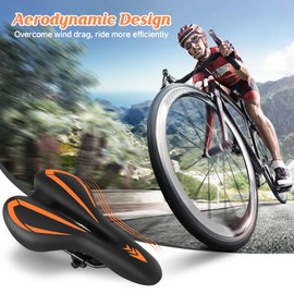 Comfortable Gel Bicycle Saddle with Extra Soft Cushion Padded.Gel Bike Seat with Waterproof PU Leather for Men Women.Ergonomic Bike Seat Cushion for Road Bike, City Bike, Mountain Bike(Orange)