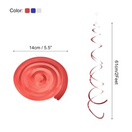 MECCANIXITY 30 Pcs Party Hanging Swirls Double Strip Hanging Decorations 24 inch Foil Swirling Hanging Plastic Ceiling Streamers for Birthday Party with Hang Tag Hook (Red,Deep Blue,Silver)