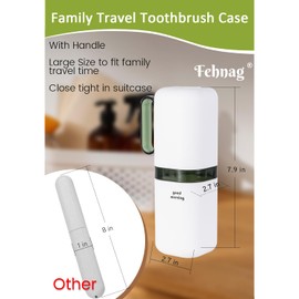 Travel Toothbrush Holder Case,Toothbrush Holder and Rinse Cup with Handle Toothbrush Travel Case, 2 in 1 Toothbrush Cup,Large Capacit Travel Toothbrush Holder with Mouthwash Cup-Green