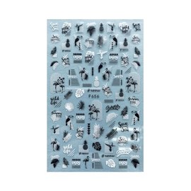 Autumn Palm Maple Leaf Banana Beach Flamingo Fish Self Adhesive 3D Nail Stickers F656 Black White Nail Wraps Stickers Manicure Supplies for Women Nails Full Long Lasting Easy Apply and Remove