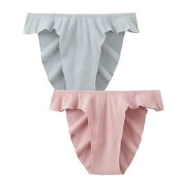 Nissen Regular Panties, Just Like No Panties, Loose Stretch, Loincloth Panties, Set of 2 (Gusset), Gusseted: Gray + Pink