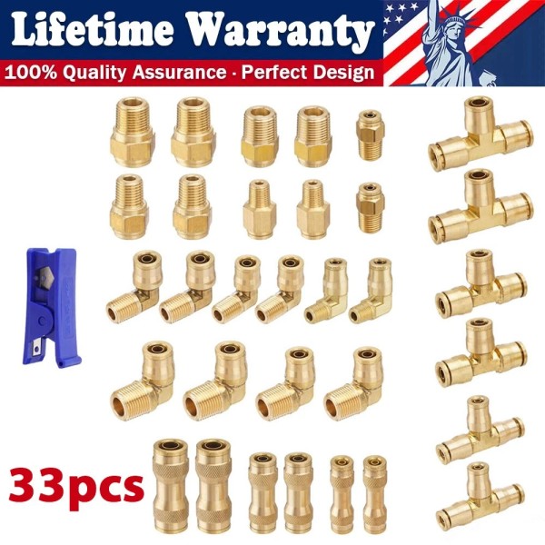 Unbranded 33 in 1 Brass DOT Air Brake Line Fittings