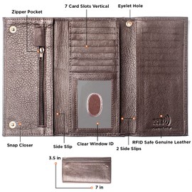 J T C JUZAR TAPAL COLLECTION Men's Chain Wallets,Mens Trifold Wallet Genuine Leather Long Wallet With RFID-Blocking Technology,Trifold Wallets For Men Chain Wallets (J312B- Brown)