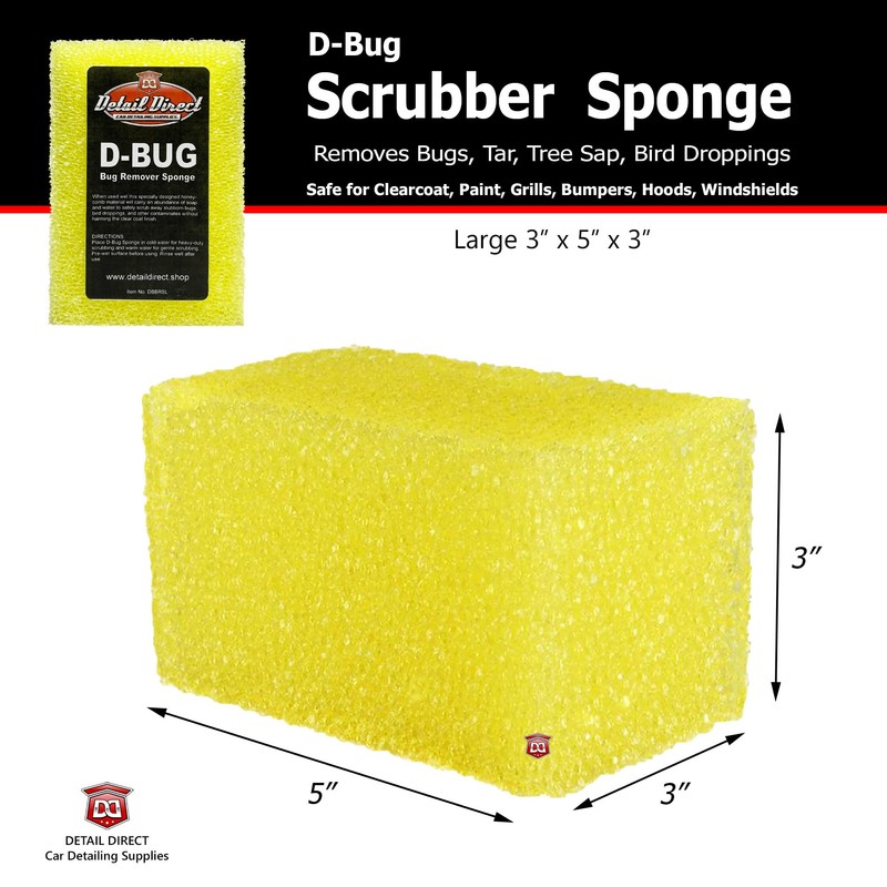 Detail Direct D-Bug Scrubber Sponge for Car Detailing, Yellow (12