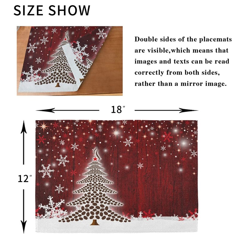 Christmas Place Mats Set of 6 Christmas Tree with Coffee