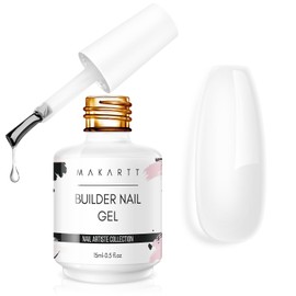 Makartt Clear Builder Nail Gel, 7 in 1 Gel Nail Polish Rubber Base Coat Hard UV Light Strengthener Extension Thickening Rhinestone Soak Off Builder for Broken Nails Repair, 1 Bottle 15ml