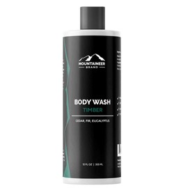 Mountaineer Brand Body Wash for Men | 100% Natural Body Shampoo | Thick Cleaning Softening Hydrate Lather for Hair and Skin | 12oz (Timber)