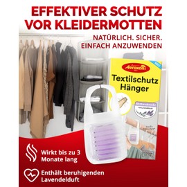 Aeroxon Textile Protection Hanger 1 x 3 - Moth Protection for Wardrobe, Effective Moth Protection of Textiles and Fabrics from Clothes Moths for up to 3 Months, Moth Trap, Clothes Moths with Lavender