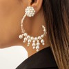 BERYUAN Beaded Ball Earrings Beads White Pearls Earrings Moon Earrings