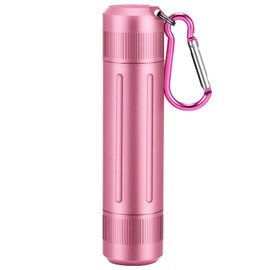 Aufew Travel Pill Box, Compact Durable Aluminium Pill Holder with Carabiner, Airtight & Waterproof Vitamin Organiser for Outdoor, Daily Use (Pink)