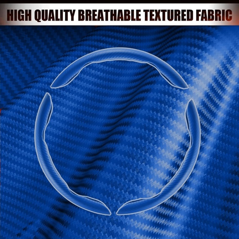 Einesin 3pcs Car Carbon Fiber Anti-Skid Steering Wheel Cover，Segmented Steering
