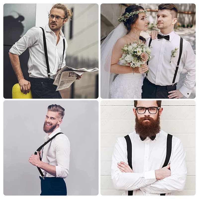 ZHEJIA Men's Y-Shaped Suspenders, 1.4 inches (35 mm) Wide, Formal,