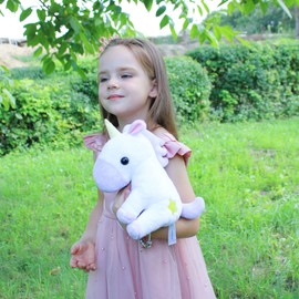 WEIGEDU Adorable Small Star Unicorn Stuffed Animal Plush Toy for Kids Girls Toddler Babies Birthday Bedtime Gift, 9.8 inches Purple and White