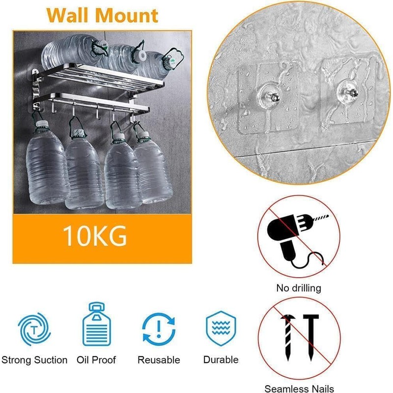 VESTURA Adhesive Screw Hooks for Wall Without Drilling, Adhesive Screw