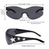 Haqptul Rimless Y2K Sunglasses Star Wrap Around Glasses 2000S Accessories