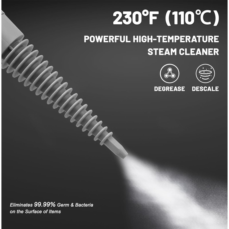 Outspurge Handheld Steam Cleaner, Pressurized Multi-Surface Steam Shot with 13
