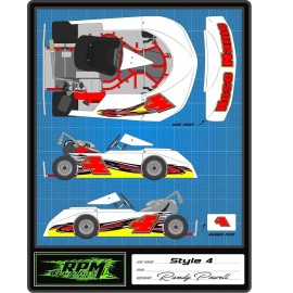 RPM RACING GO KART WRAP WITH FRONT AND REAR NUMBERS, graphics, decals, wraps-Style4