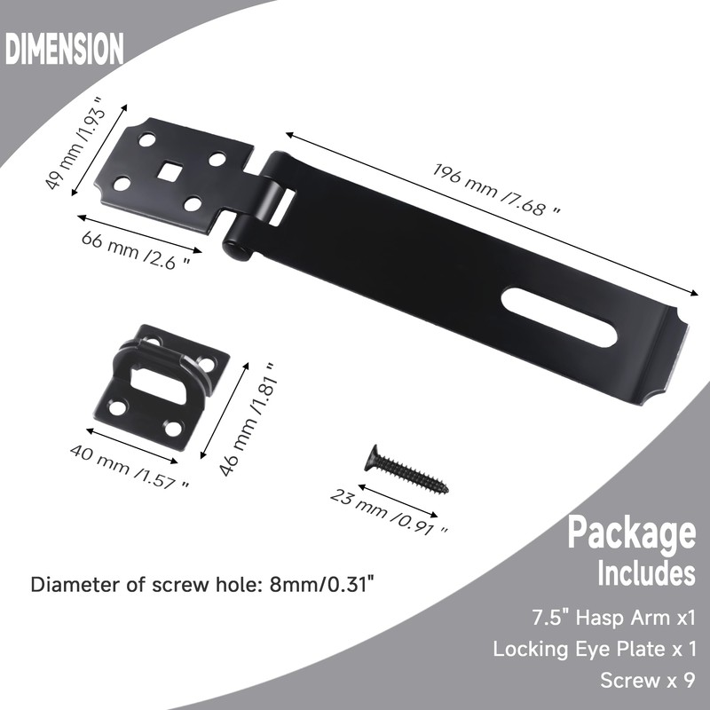 7-1/2 Inch Hasp Latch Heavy Duty, 1 Pack Stainless Steel