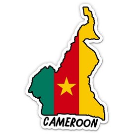 Squiddy Cameroon Map with Flag - Vinyl Sticker Decal for Phone, Laptop, Water Bottle - 3"