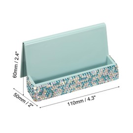 PATIKIL Business Card Holder for Desk, Rhinestone Business Card Holders Crystal Card Stand Organizer Cards Display for Office Exhibition, Blue