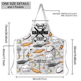BNQL Grandma Kitchen Apron Grandma Gift for Mum Baking Apron Mother's Day Gift for Grandma Chef Apron Grandma Apron with Pockets, Miniature Schnauzer Apron, L, Miniature Schnauzer Apron
