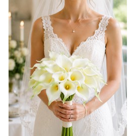 XIANNVXI 12 pz Calla Lily Fiori Artificiali Bianco in Lattice Mazzi 33 cm PU True Touch Fiore di Giglio per Mazzi di fiori da Sposa Casa Decorazione Tavoli Battesimo, Compleanno, composizioni floreali