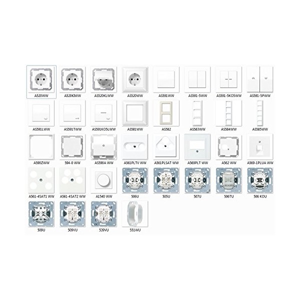 Jung AS500 alpine white, switches and sockets