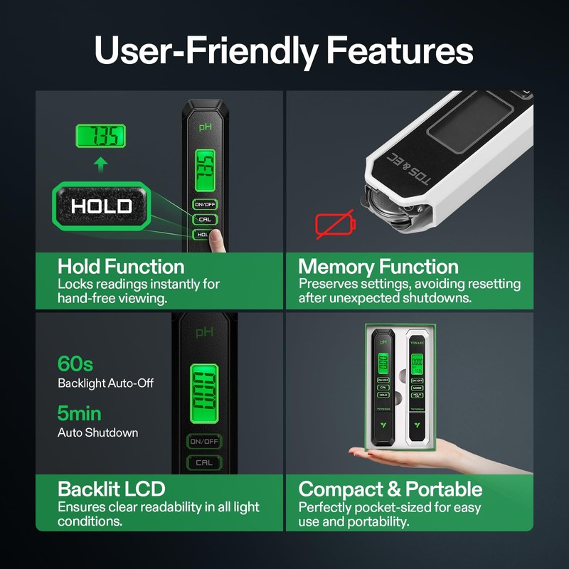 VIVOSUN Digital pH and TDS Meter Kits, 0.01pH High Accuracy