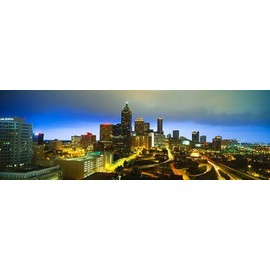 Walls 360 Peel & Stick City Skyline Wall Mural: Evening Atlanta GA (36 in x 12 in)