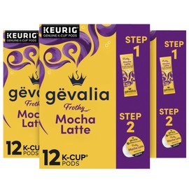 Gevalia Frothy 2-Step Mocha Latte Expresso K-Cup® Coffee Pods & Froth Packets Kit (36 Pods and Froth Packets), 12 Count (Pack of 3)