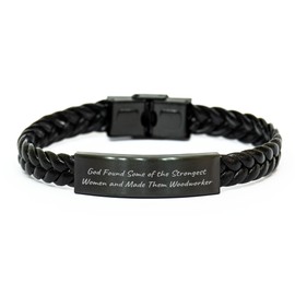 Woodworker's Strength Quotes Interlaced Leather Bracelet Gifts from Men to Woodworker Birthday Unique
