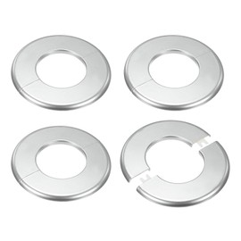M METERXITY 4-Pack Wall Split Flange, for 2.5 Inch/63mm OD Pipe ABS Escutcheon Plate Round Self-Adhesive Plumbing Cover Plates for Water Pipe/Faucet [Silver Tone]