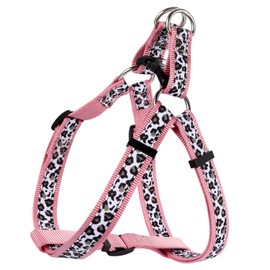 Hyhug Nylon Plus Calico Double Layer Sewing Beautiful Pattern and Personality Classic Dog Headcollar Strong and Reliable Y Shaped Collar (Leopard Pink, Large)