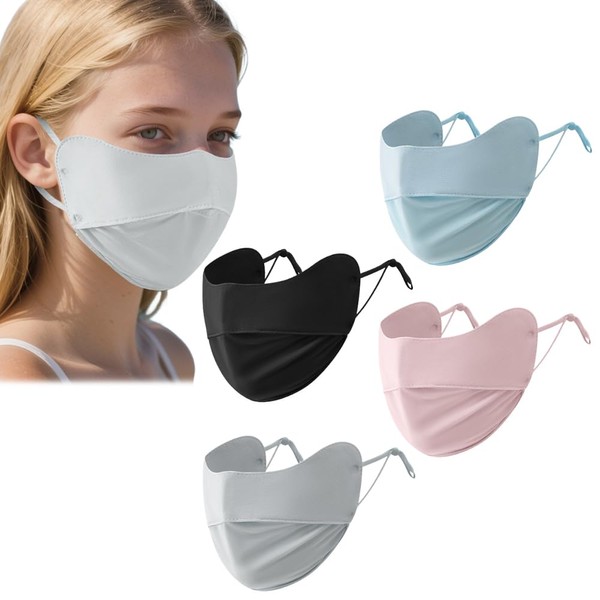 PMTFUMY 4-Pack UPF 50+ UV Face Masks, Reusable Sun Protection