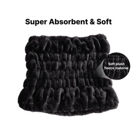 Red by Kiss Extra Wide Spa Headband, Super Absorbent & Soft Fluffy Plush Fleece, Full Hairline Coverage, Essential for Makeup, Skincare, Face Washing, Shower, Sauna, One Size Fits All (Black)