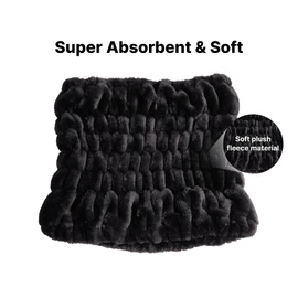 Red by Kiss Extra Wide Spa Headband, Super Absorbent & Soft Fluffy Plush Fleece, Full Hairline Coverage, Essential for Makeup, Skincare, Face Washing, Shower, Sauna, One Size Fits All (Black)