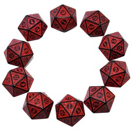SmartDealsPro 10-Pack Retro 26mm Large 20 Sided Dice D20 Polyhedral Dice for DND RPG MTG Table Game(Retro Red)
