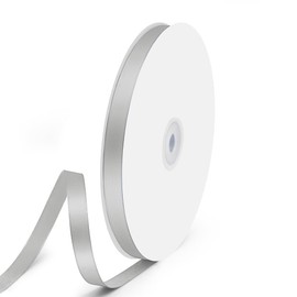 Quhora 3/8" x 100 Yards Satin Ribbon - Silver Silk Ribbon with Spool - Ideal for Gift Wrapping, Floral Bouquets, Crafts, Wedding Party Decorations, Christmas and Sewing Projects