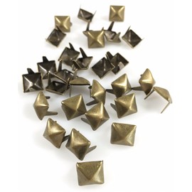 Dangerous Threads Nailheads Spots Studs 2 Prong 3/8" Square Pyramid Studs - Mixed Colors - 100 Pcs (Antique Brass)
