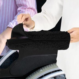 QIAMNI 1 Pair Non-Slip Armrest Covers Memory Foam Soft Cushions for Office Transport Chair Wheelchair Accessories for Seniors and Adults Kids (Black)