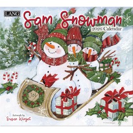 Lang Sam Snowman 2026 Wall Calendar – 12-Month Calendar with Stapled Binding, Whimsical Snowman Artwork by Susan Winget, 13.4" × 12"