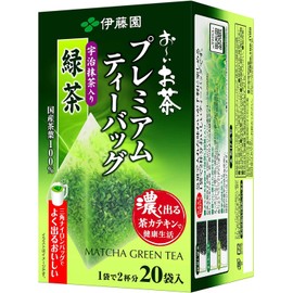 Itoen Oi Tea Premium Tea Bag, Green Tea with Uji Matcha, 20 Bags x 4 Boxes