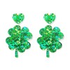 St Patricks Day Earrings for Women Glitter Green Leaf Acrylic
