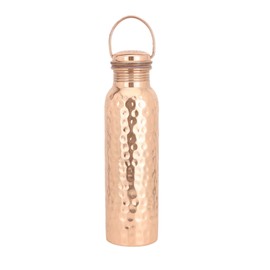 Shakti Warrior Hammered Tamba Copper Bottle - Pure Copper Water Bottle, Food Grade Silicone Seal, Leak Proof ( 30oz)