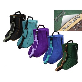 Tahoe Tack Triple Layer Padded Western Boot Carry Bag, Green/Gold Trim