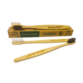 Green Orbit Cepillos de Dientes de Bambu, Pack de 10, Cerdas Multicolores, Vegano, Ecologico (Negro y Blanco, Adulto)